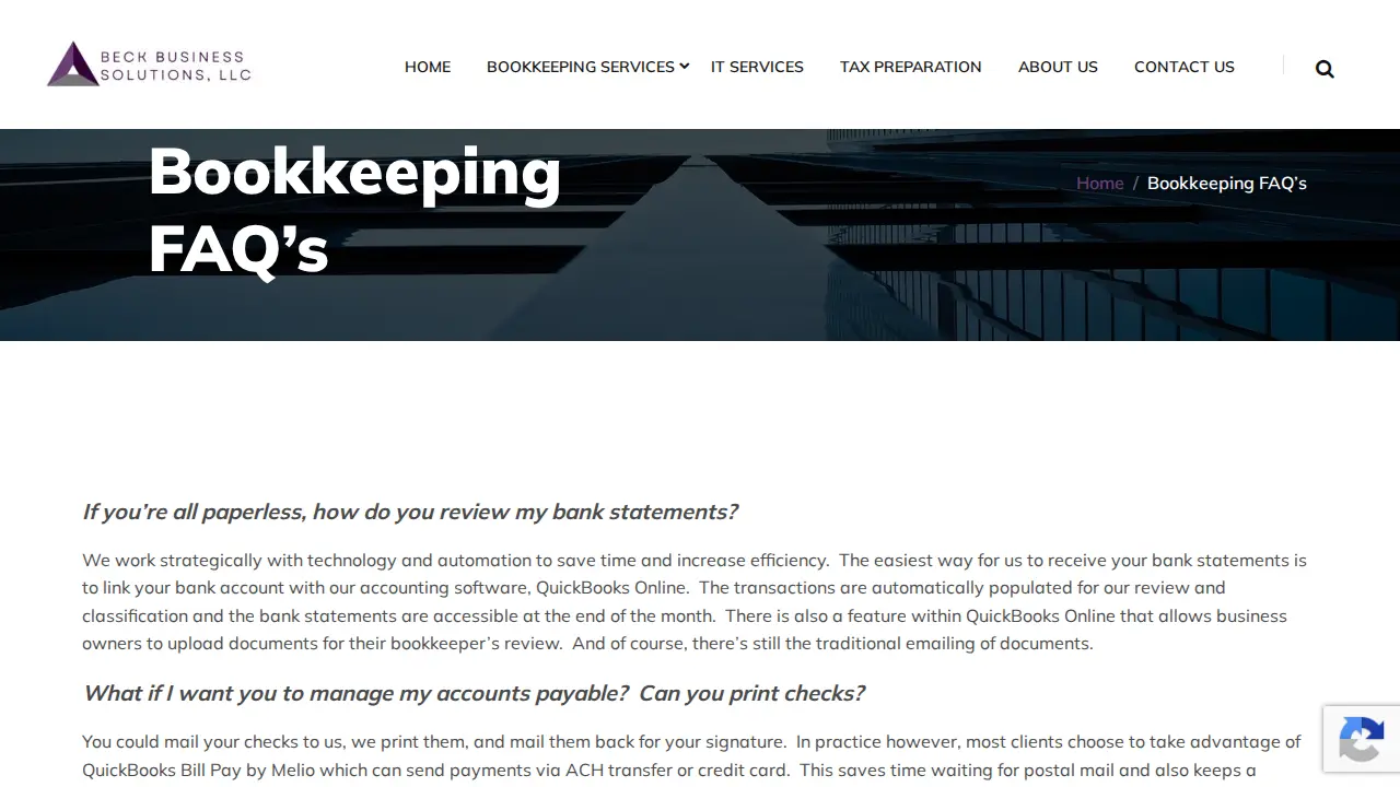 Beck Business Solutions page