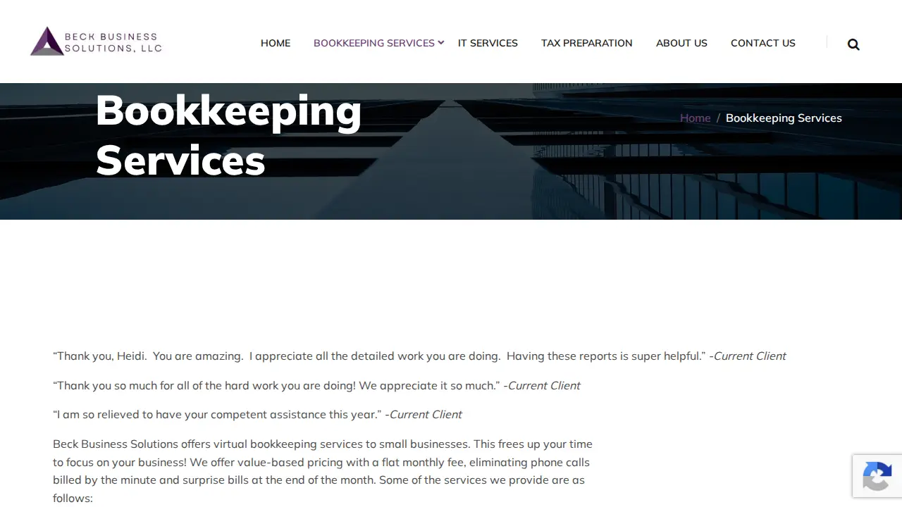 Beck Business Solutions page