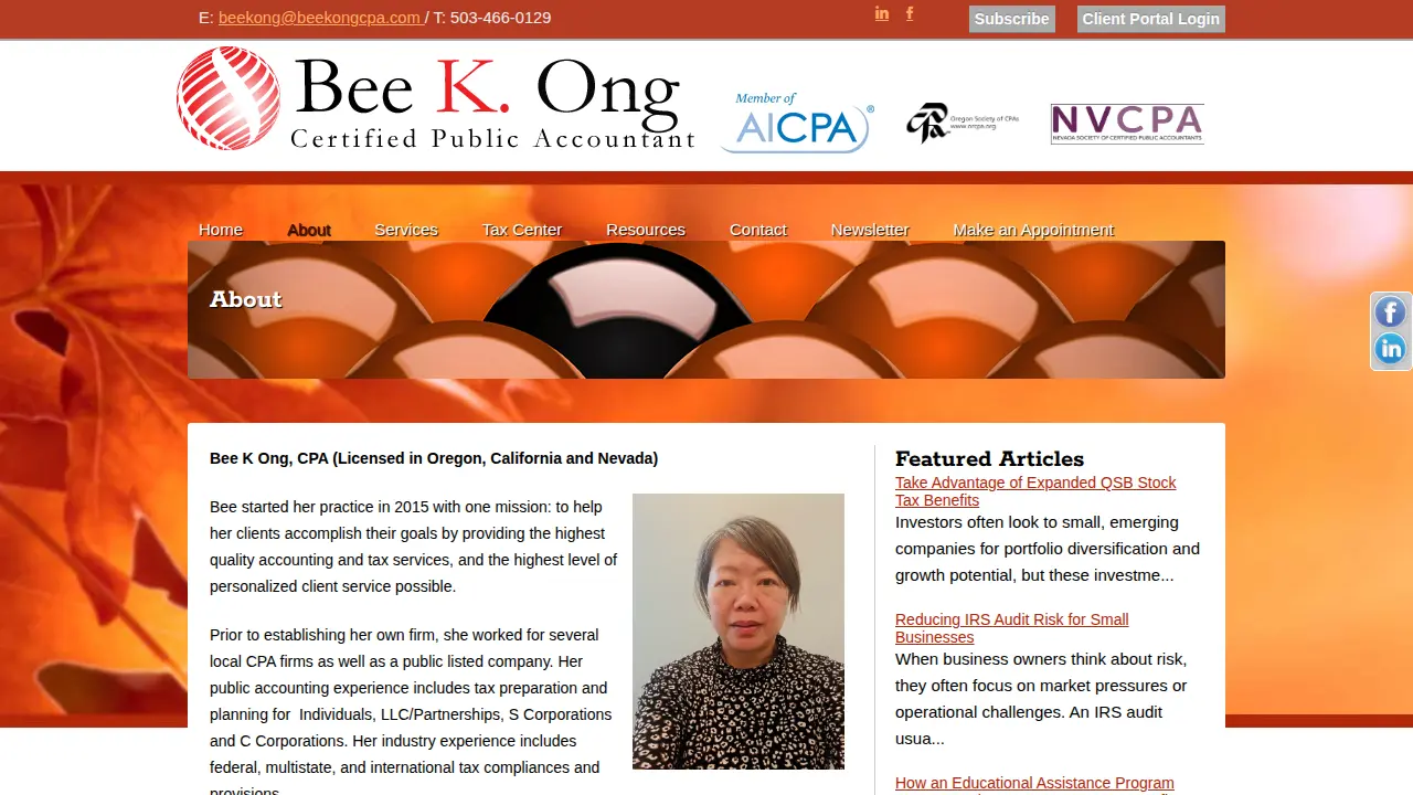 Bee K. Ong CPA LLC page