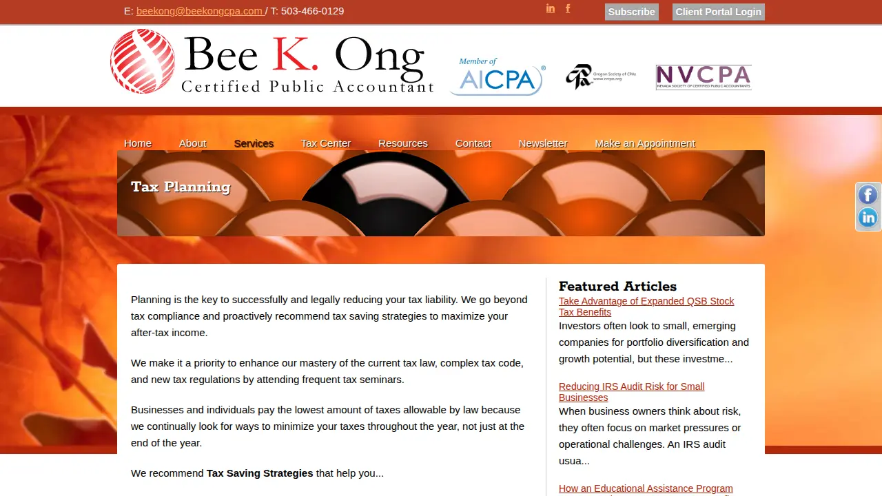 Bee K. Ong CPA LLC page