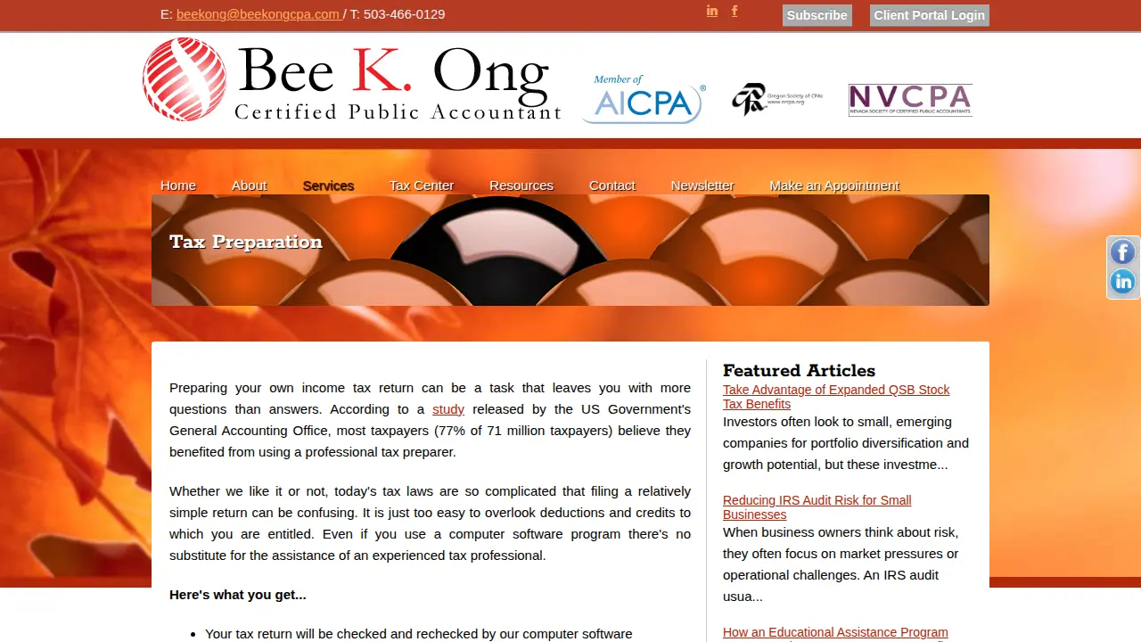 Bee K. Ong CPA LLC page