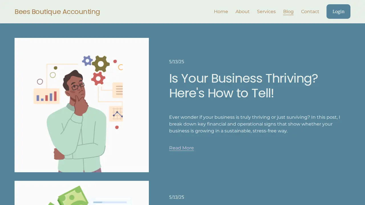 Bees Boutique Accounting page