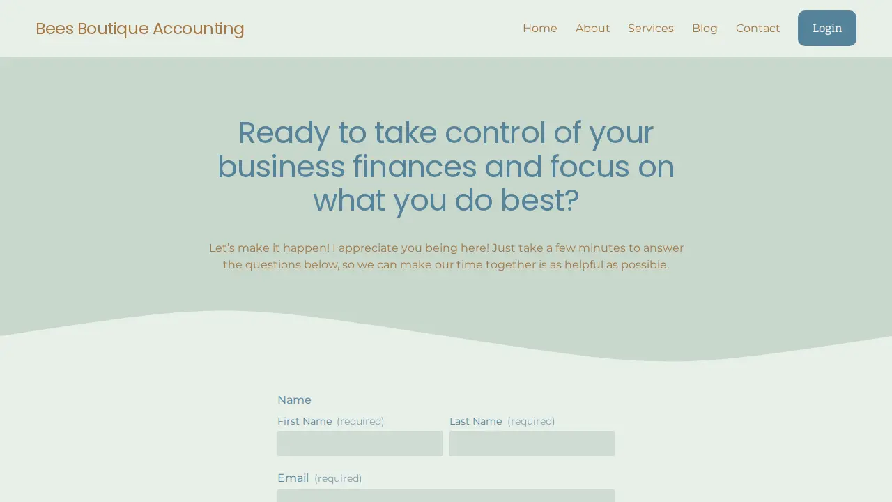 Bees Boutique Accounting page