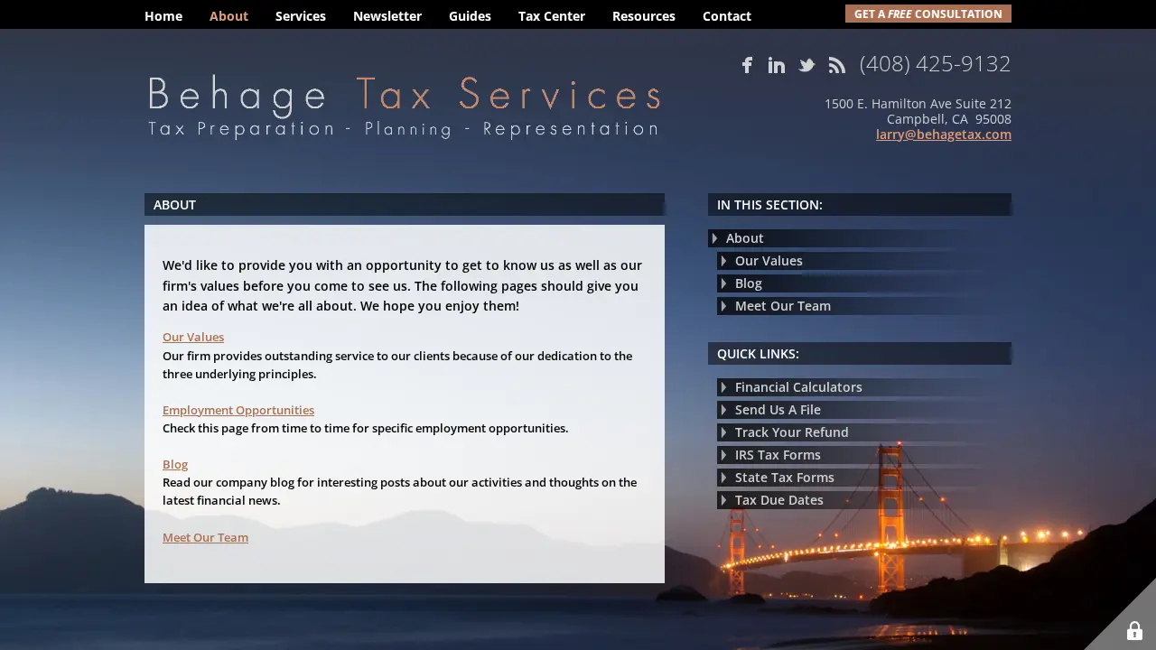 Behage Tax Service page