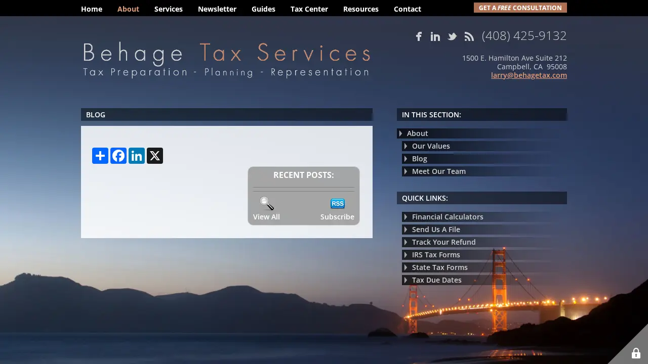 Behage Tax Service page