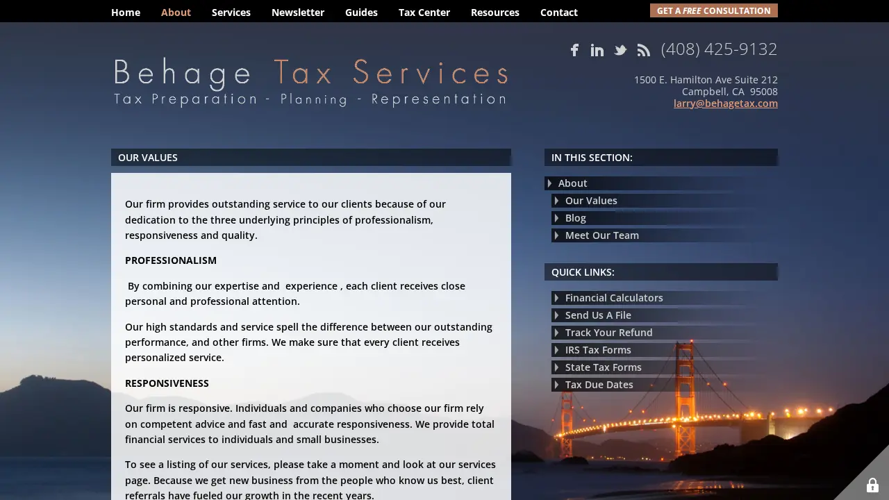 Behage Tax Service page