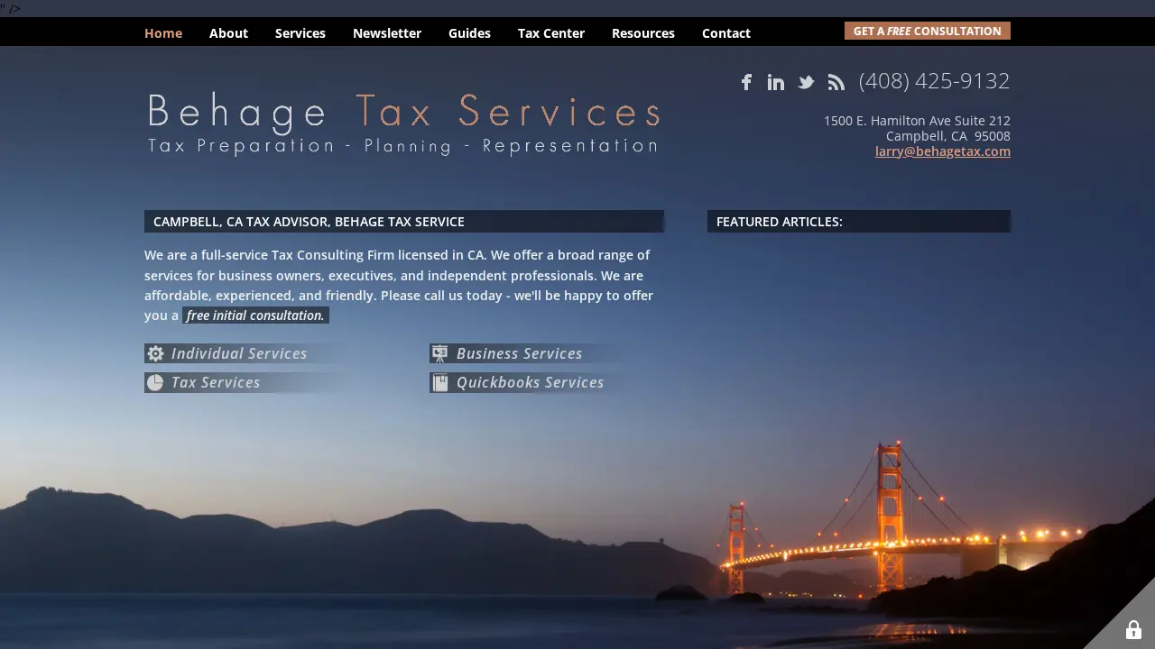 Behage Tax Service page