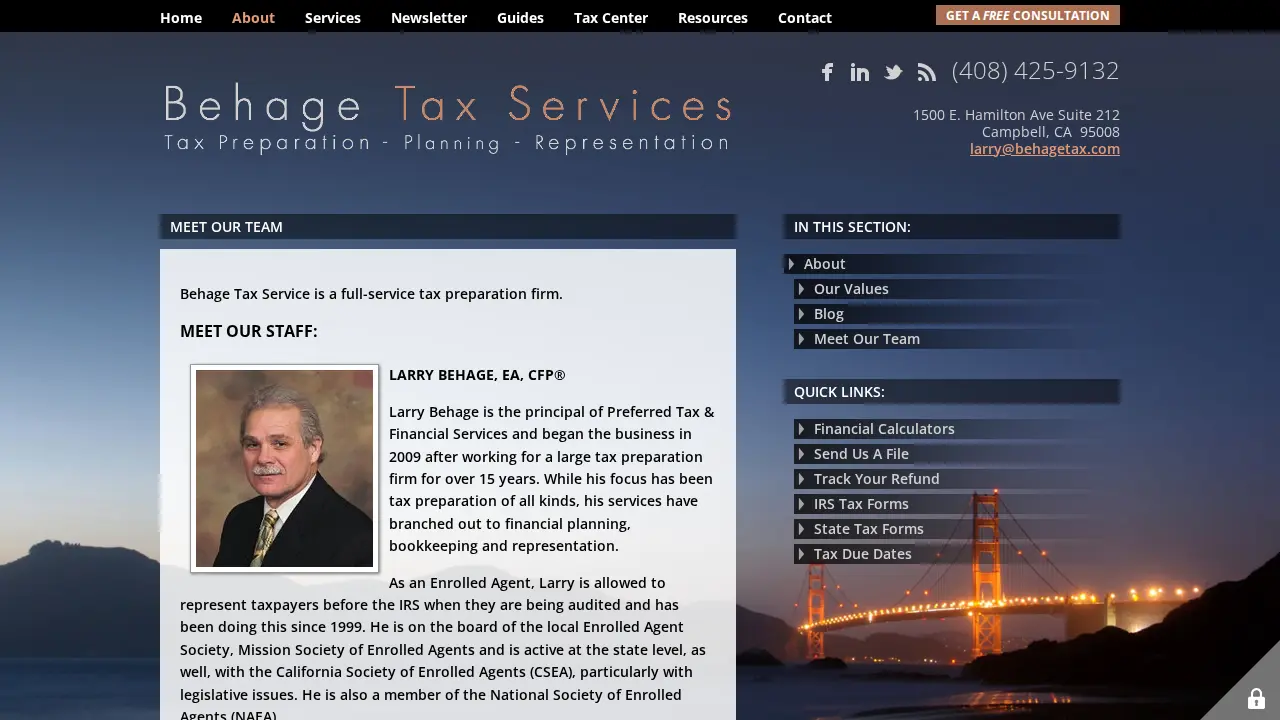 Behage Tax Service page