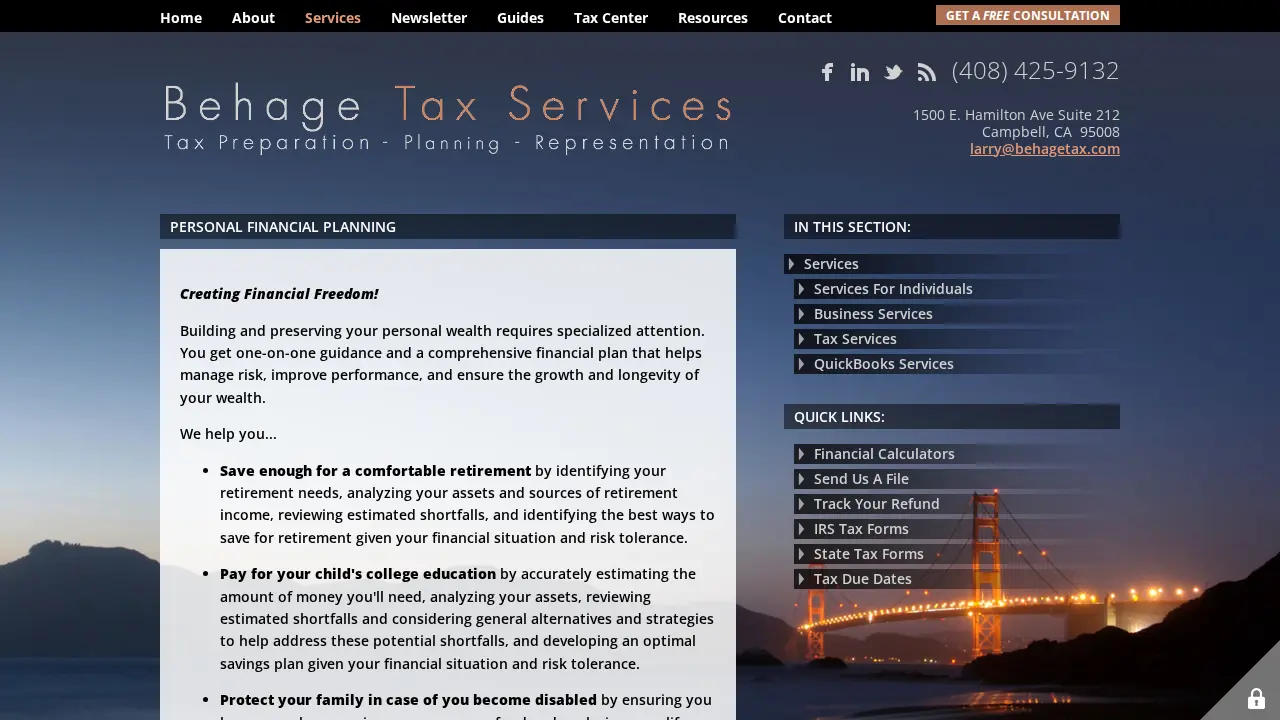 Behage Tax Service page