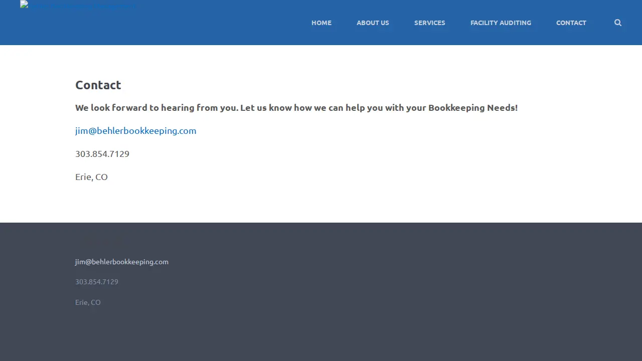 Behler Bookkeeping Management page