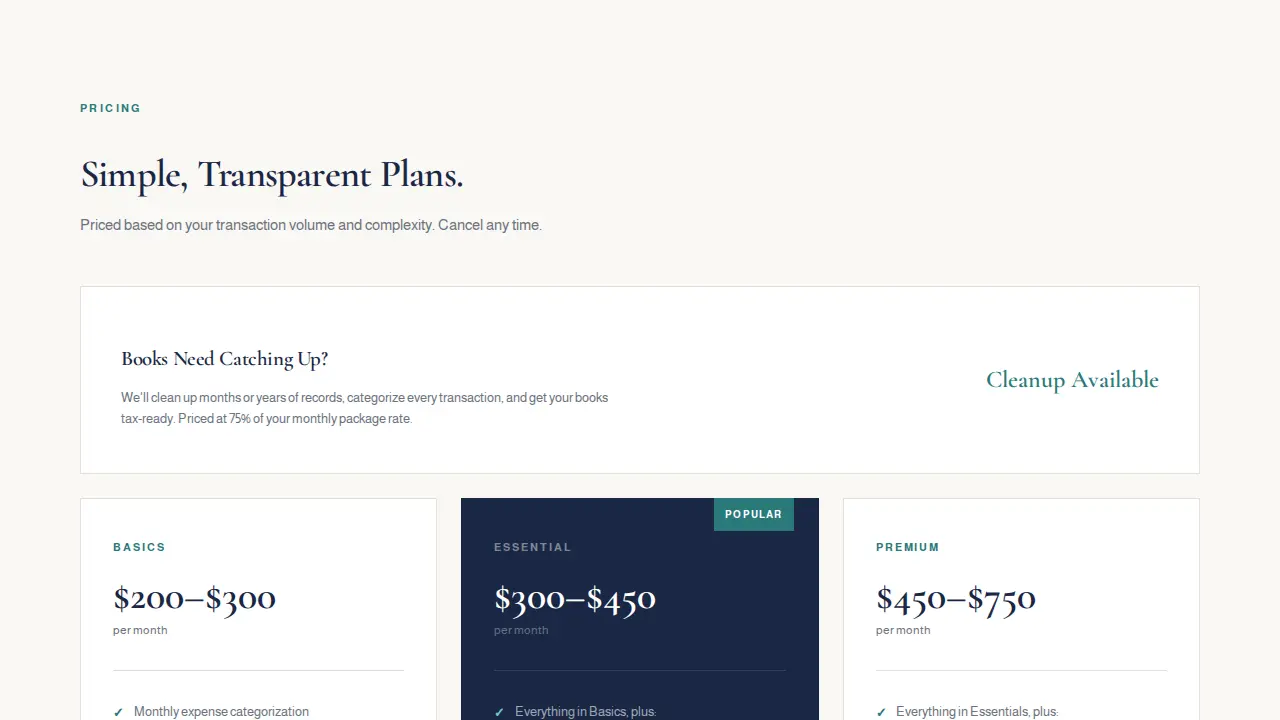 Belmar Bookkeeping page