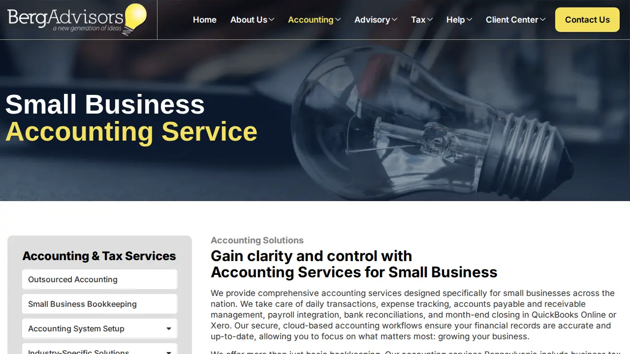 Berg Advisors page