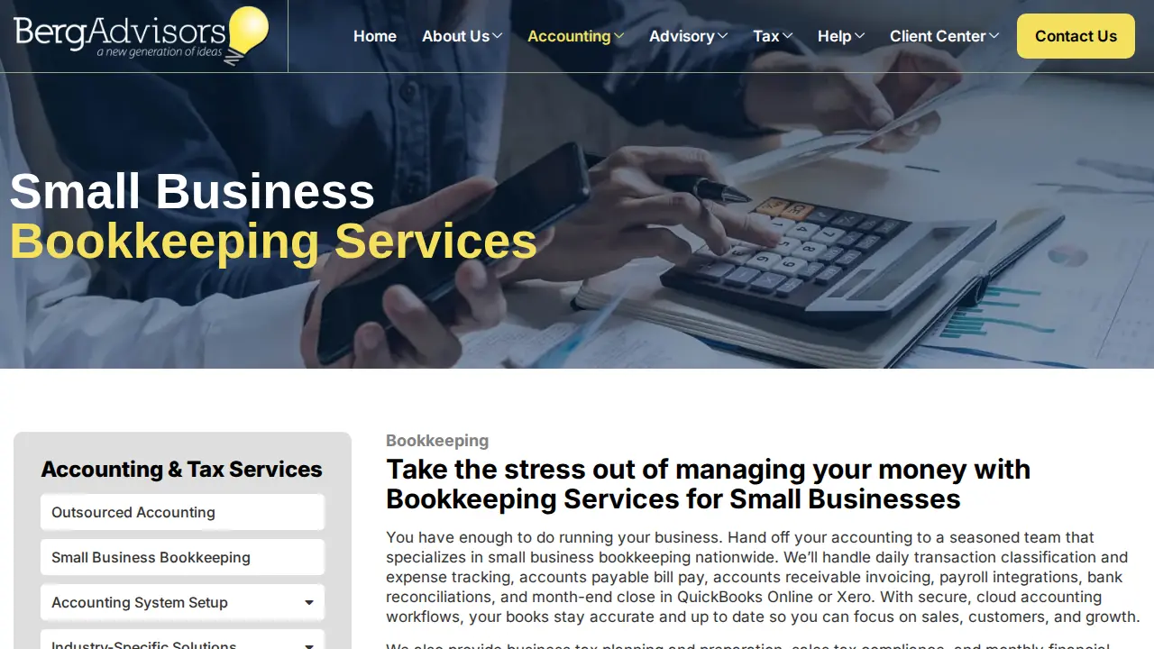 Berg Advisors page