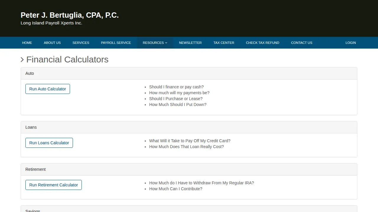 Peter J Bertuglia, CPA, P.C. page