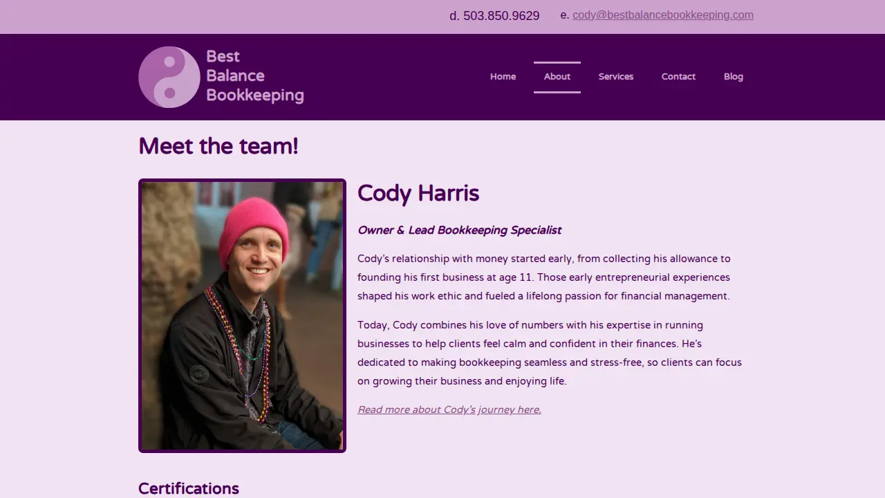 Best Balance Bookkeeping page