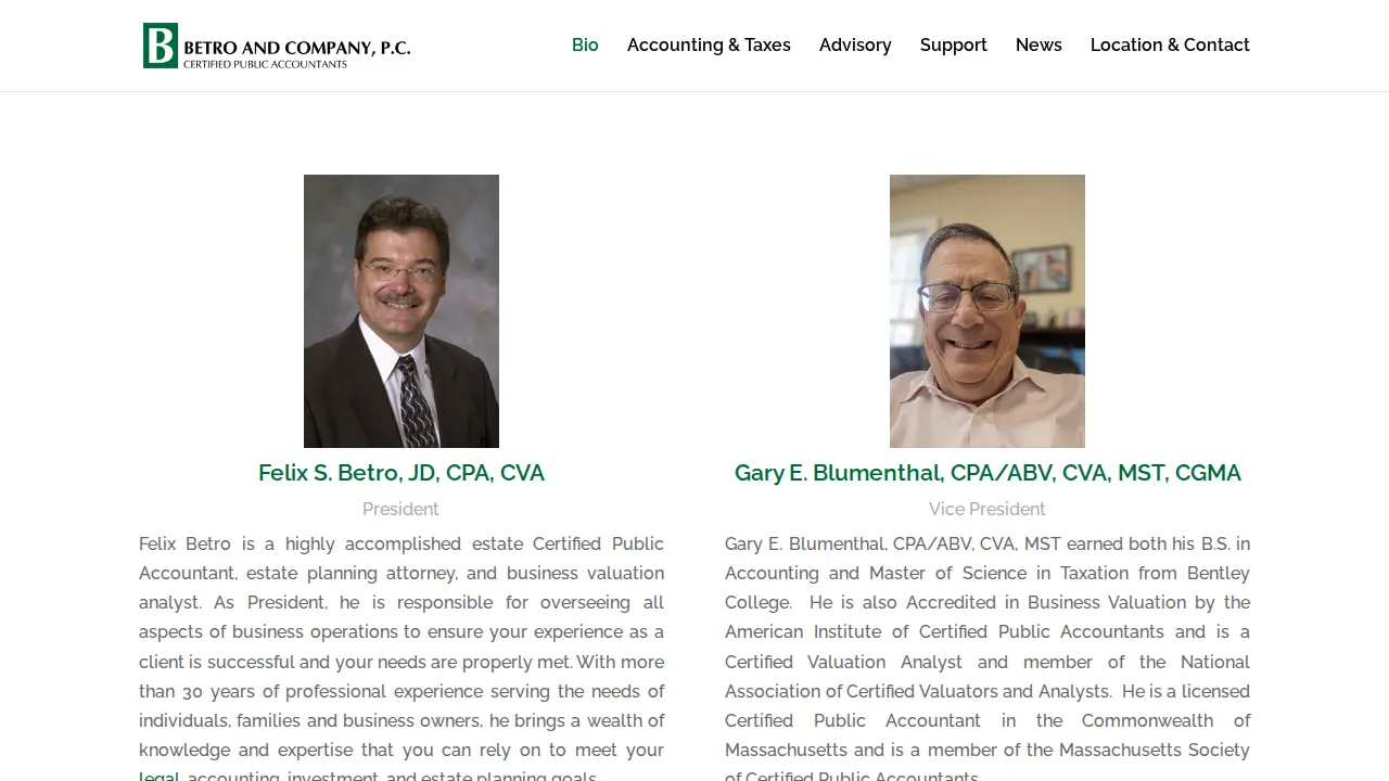 Betro and Company, P.C. page