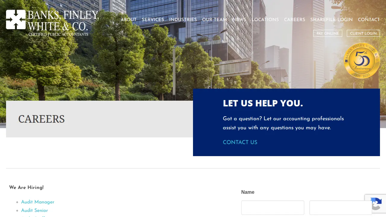 Banks, Finley, White & Co page