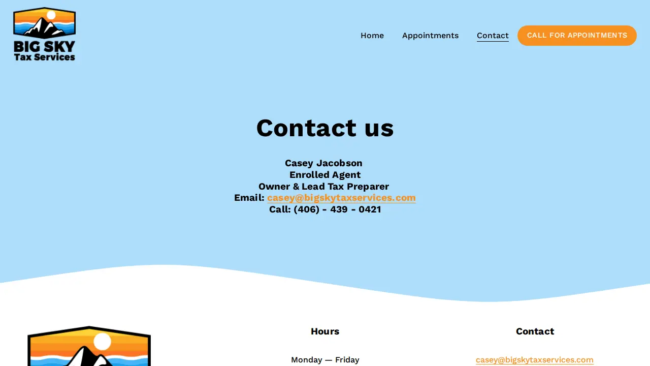 Big Sky Tax Services page