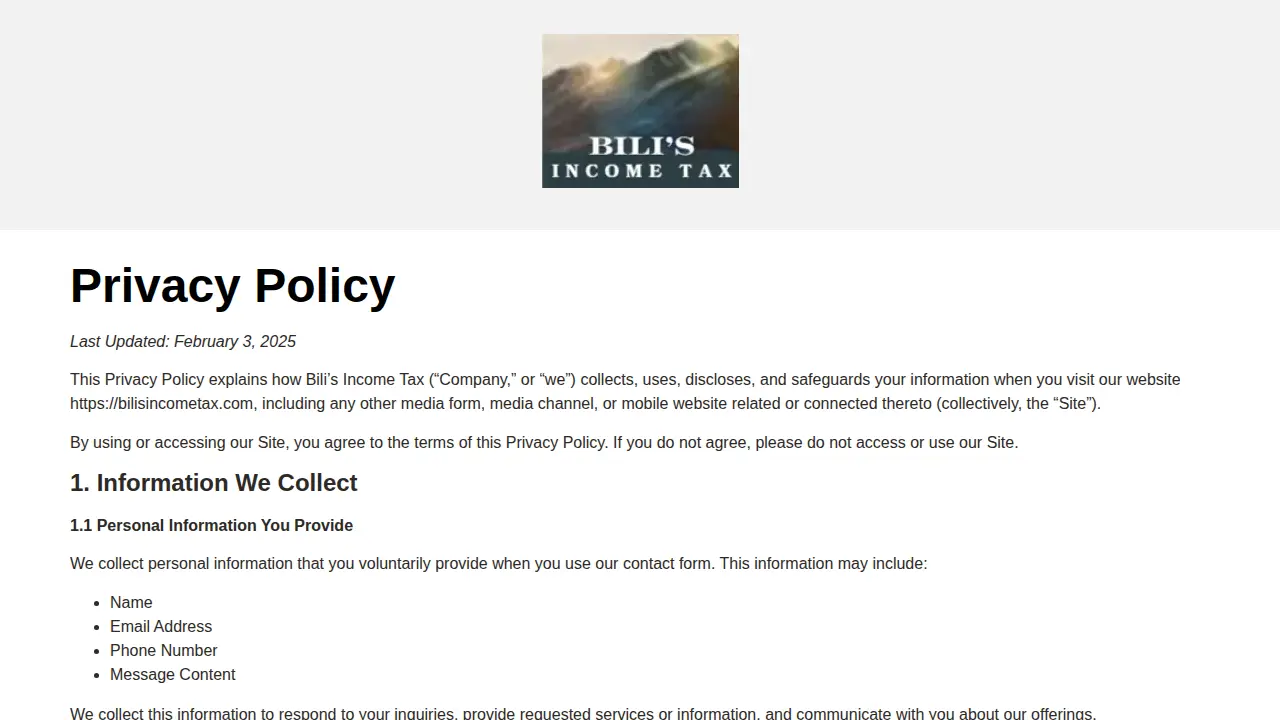 Bili's Income Tax page
