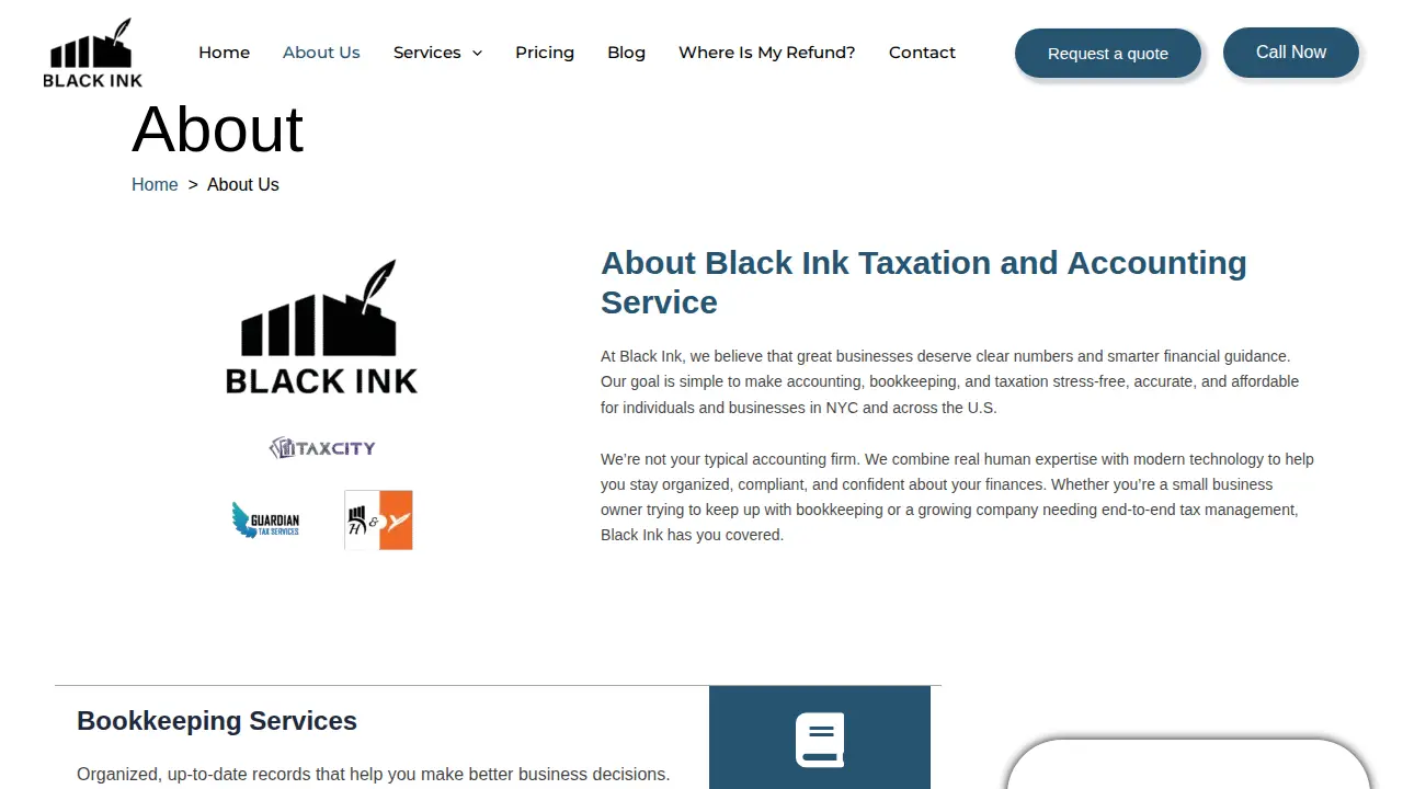 Bookkeeping & Taxation Services in Brooklyn NY | Black Ink Tax & Accounting Service page
