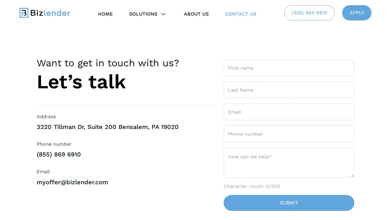 BizLender LLC page