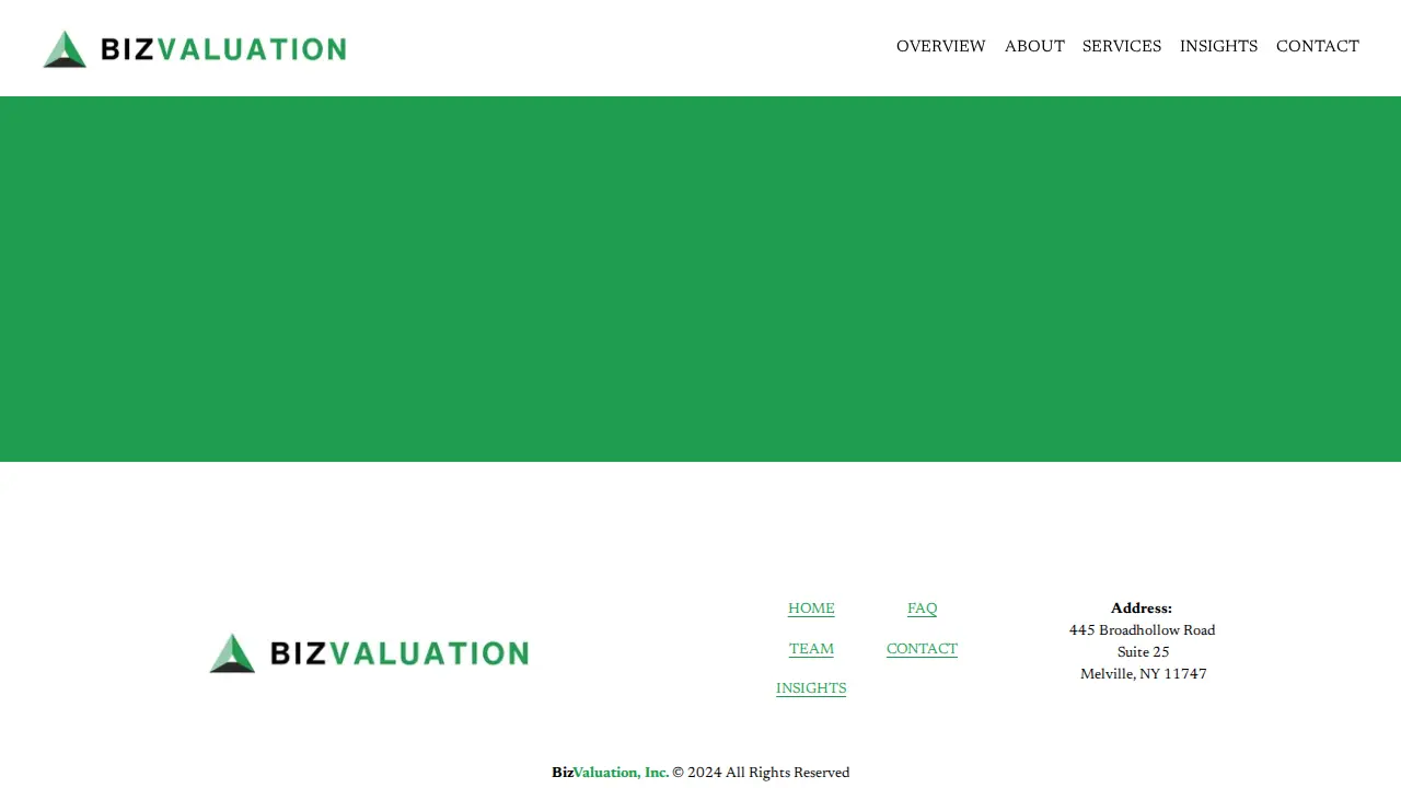 BizValuation, Inc. page