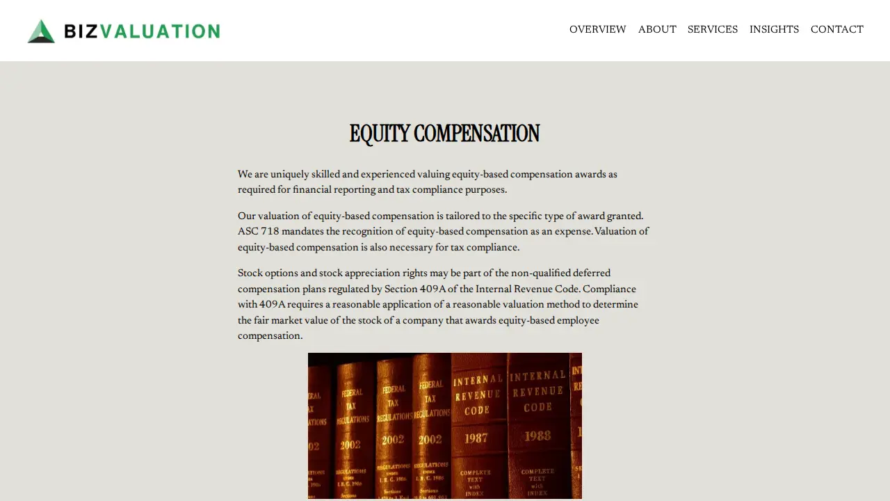 BizValuation, Inc. page