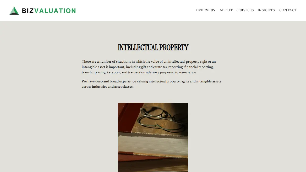 BizValuation, Inc. page