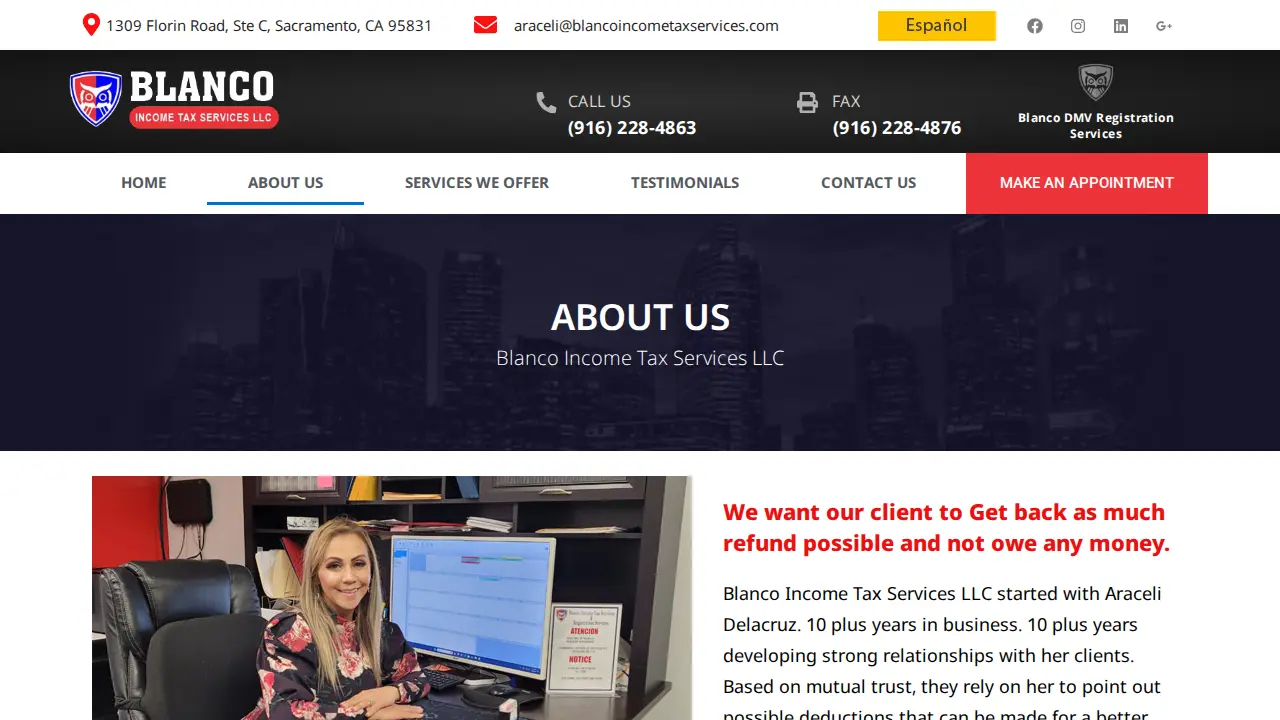 Blanco Income Tax Services LLC & Registration Services page