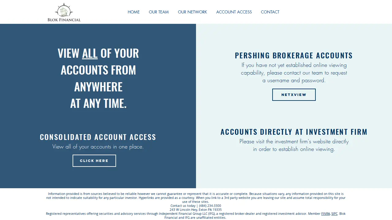 Blok Financial page