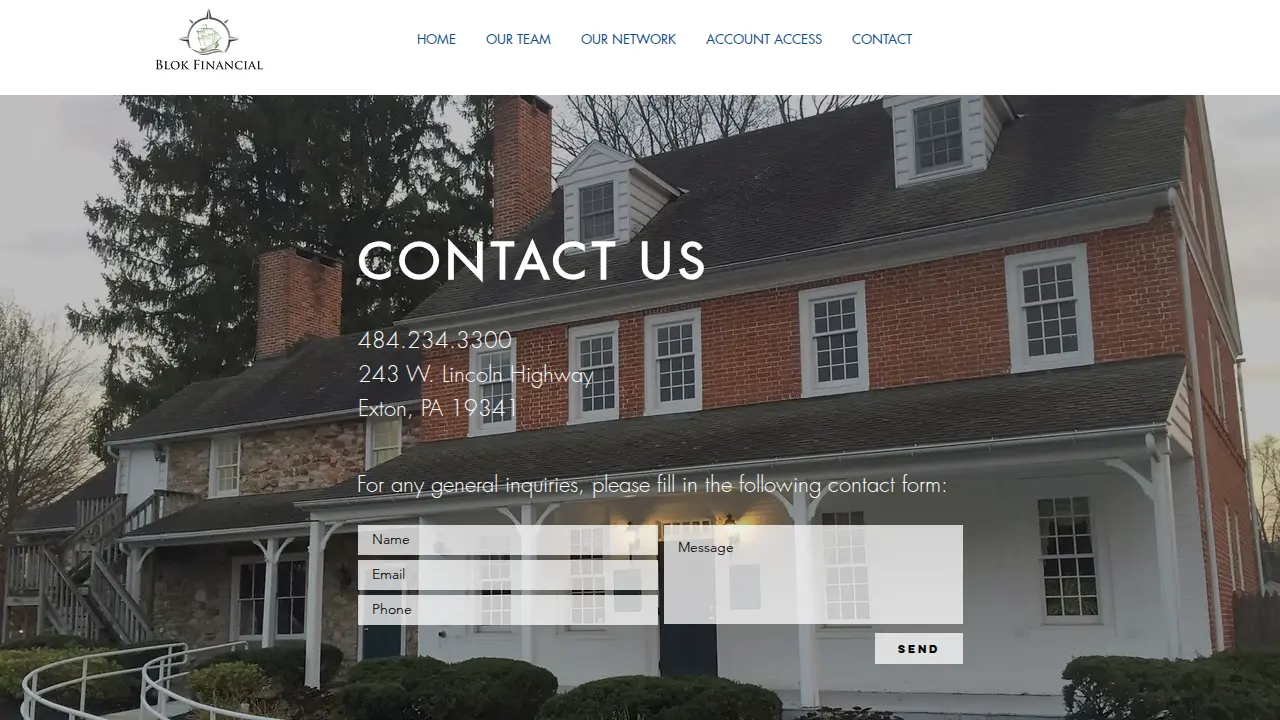Blok Financial page