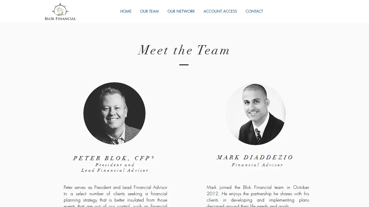 Blok Financial page