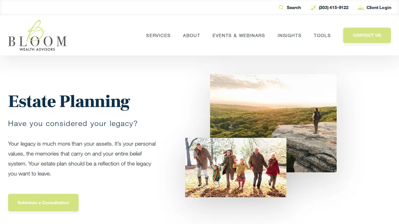 Bloom Wealth Advisors page