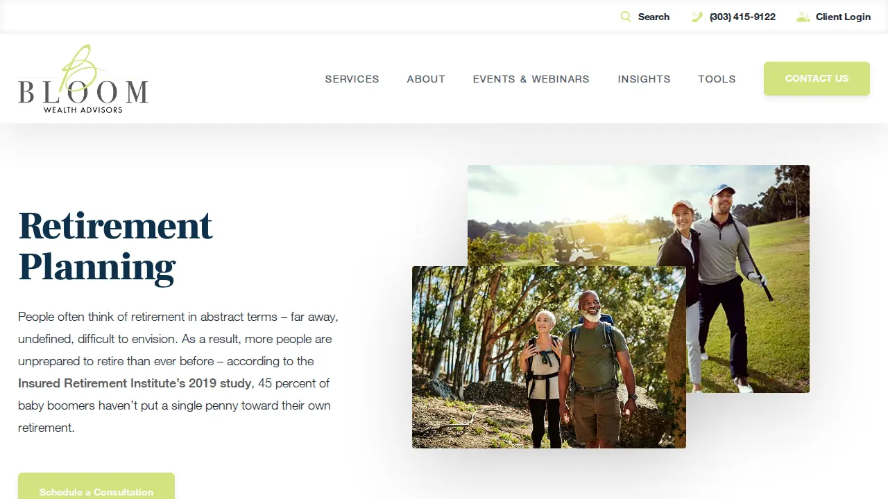 Bloom Wealth Advisors page
