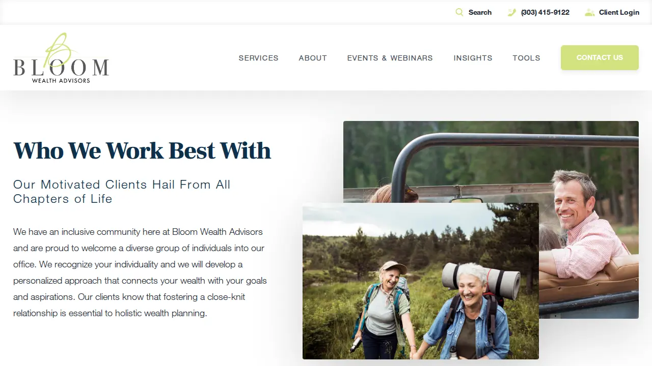 Bloom Wealth Advisors page