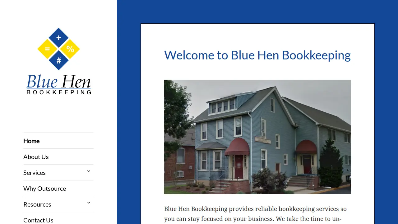 Blue Hen Bookkeeping page