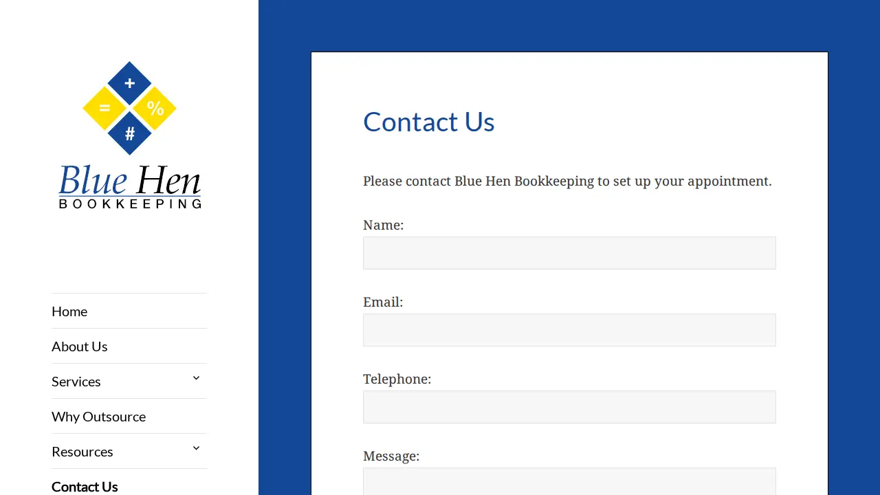 Blue Hen Bookkeeping website