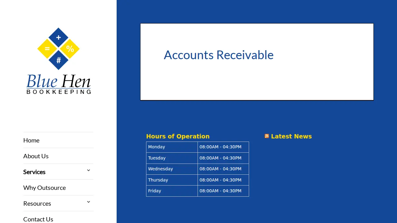 Blue Hen Bookkeeping page