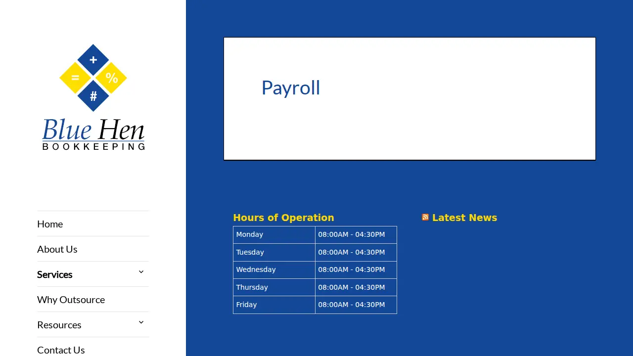 Blue Hen Bookkeeping page