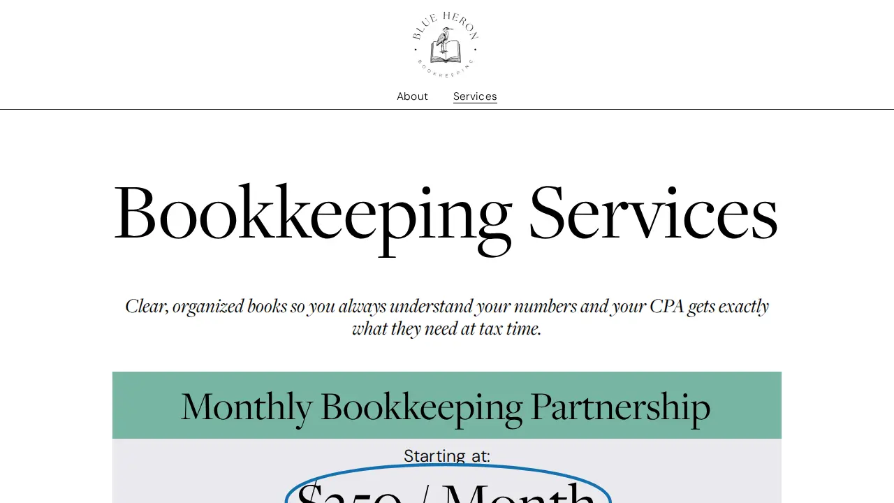 Blue Heron Bookkeeping LLC page