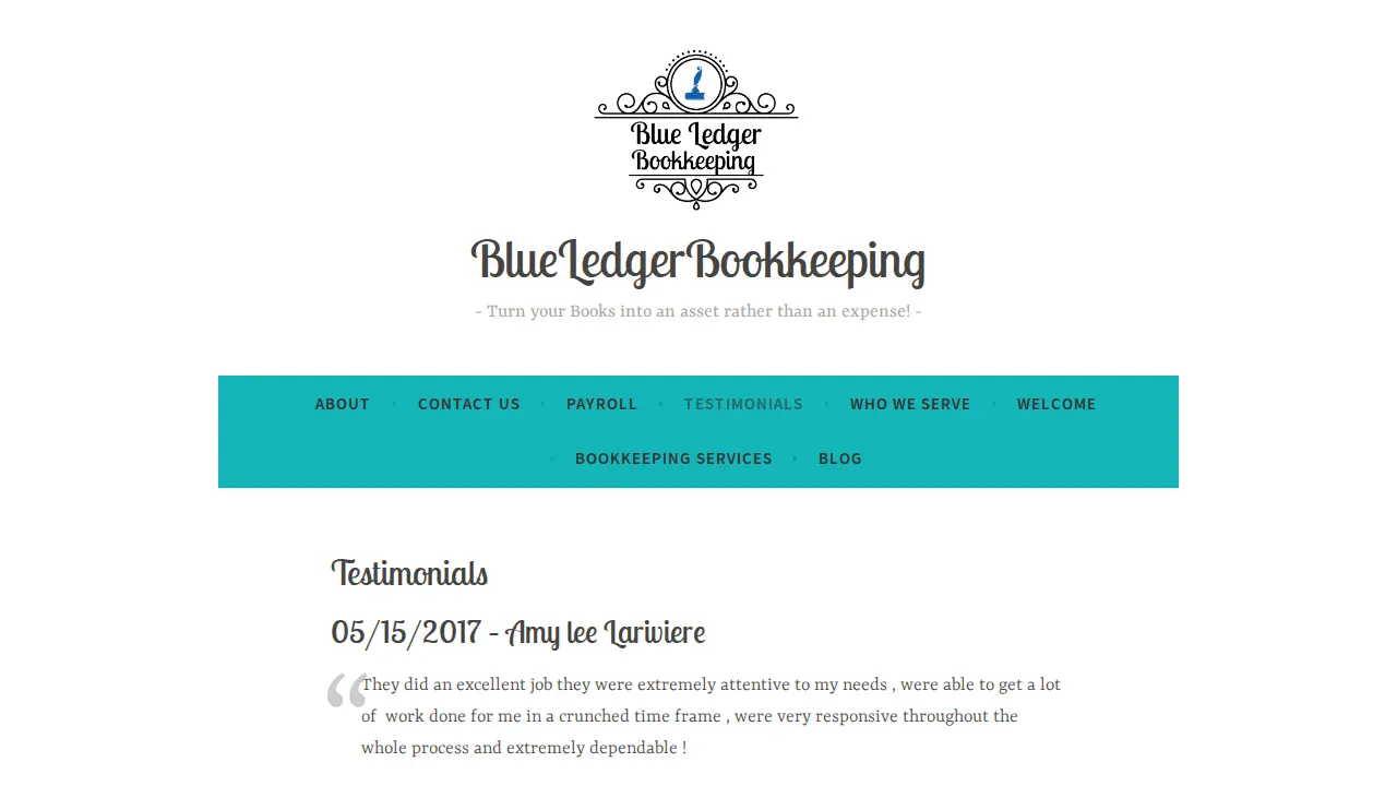 Blue Ledger Bookkeeping page