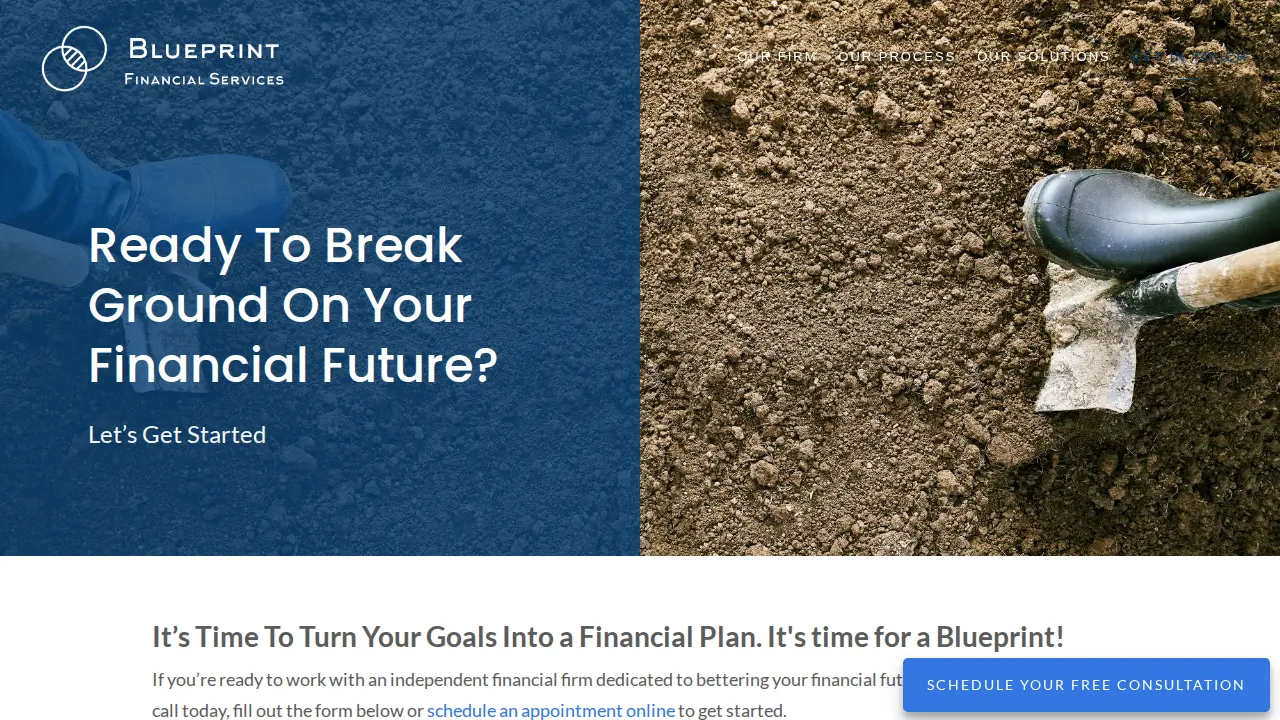 Blueprint Financial Services - Financial Advisor - Investment Advisor page