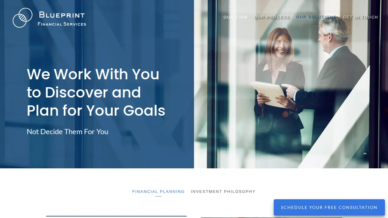Blueprint Financial Services - Financial Advisor - Investment Advisor page