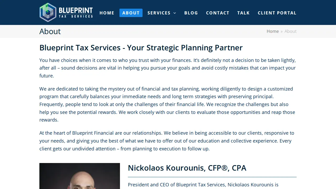 Blueprint Tax Services page