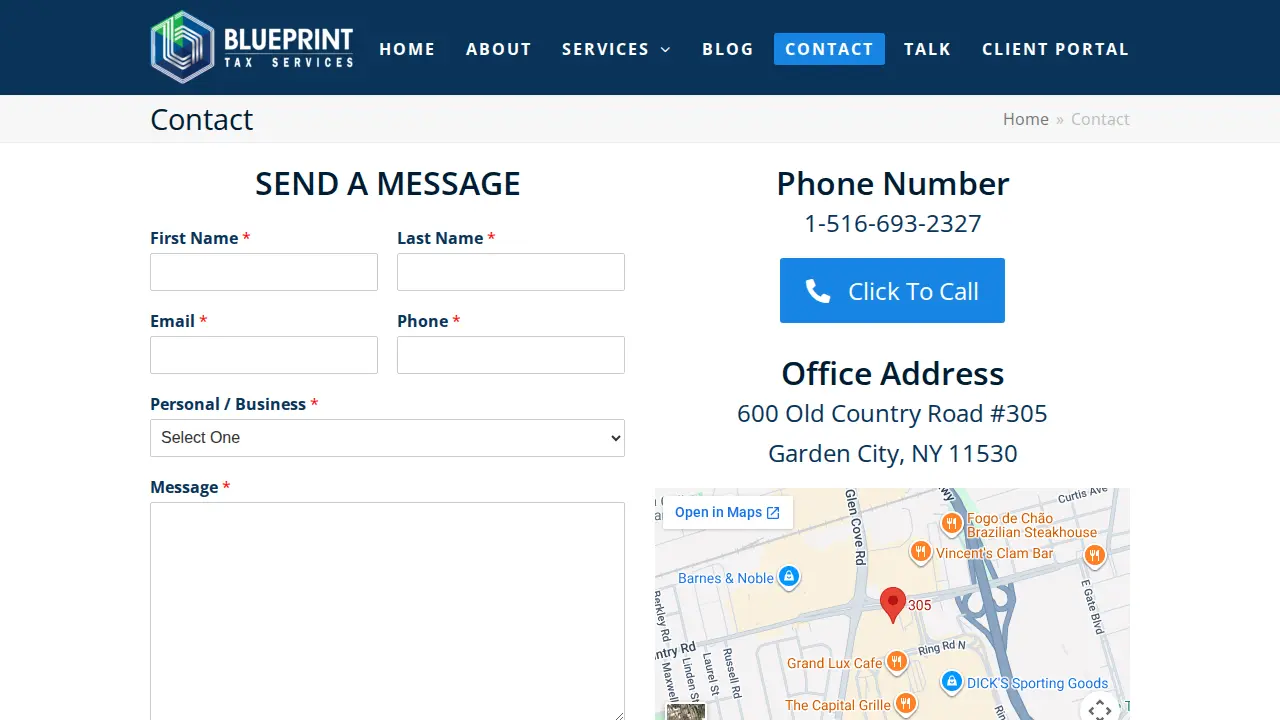 Blueprint Tax Services page