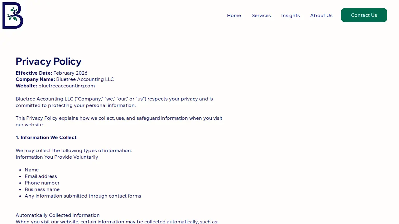 Bluetree Accounting page