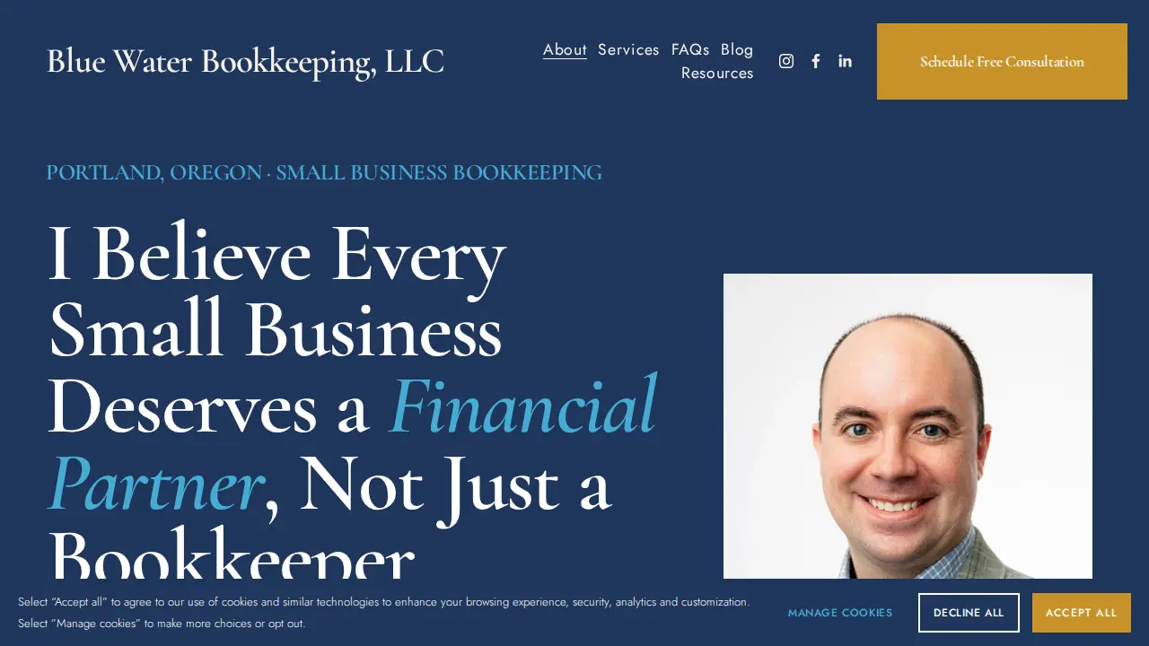 Blue Water Bookkeeping page