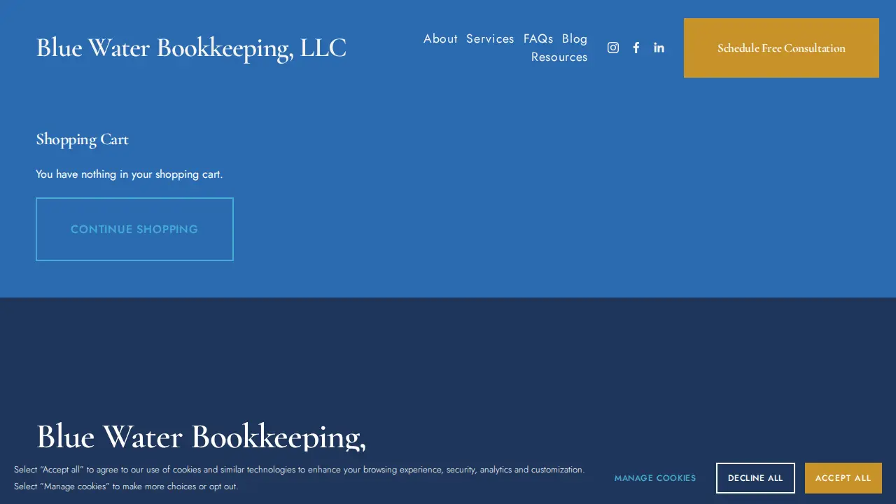 Blue Water Bookkeeping page