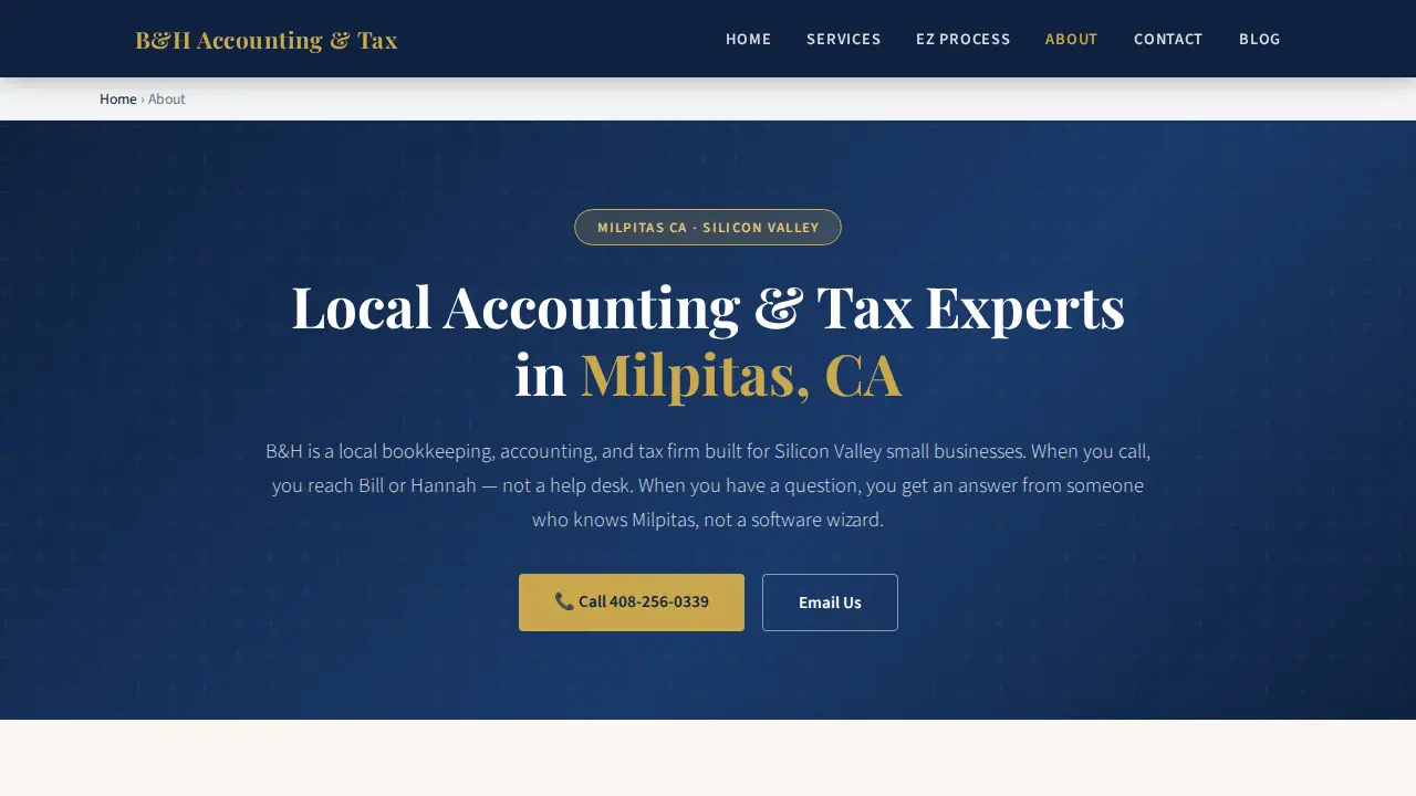 B&H Tax and Accounting services page
