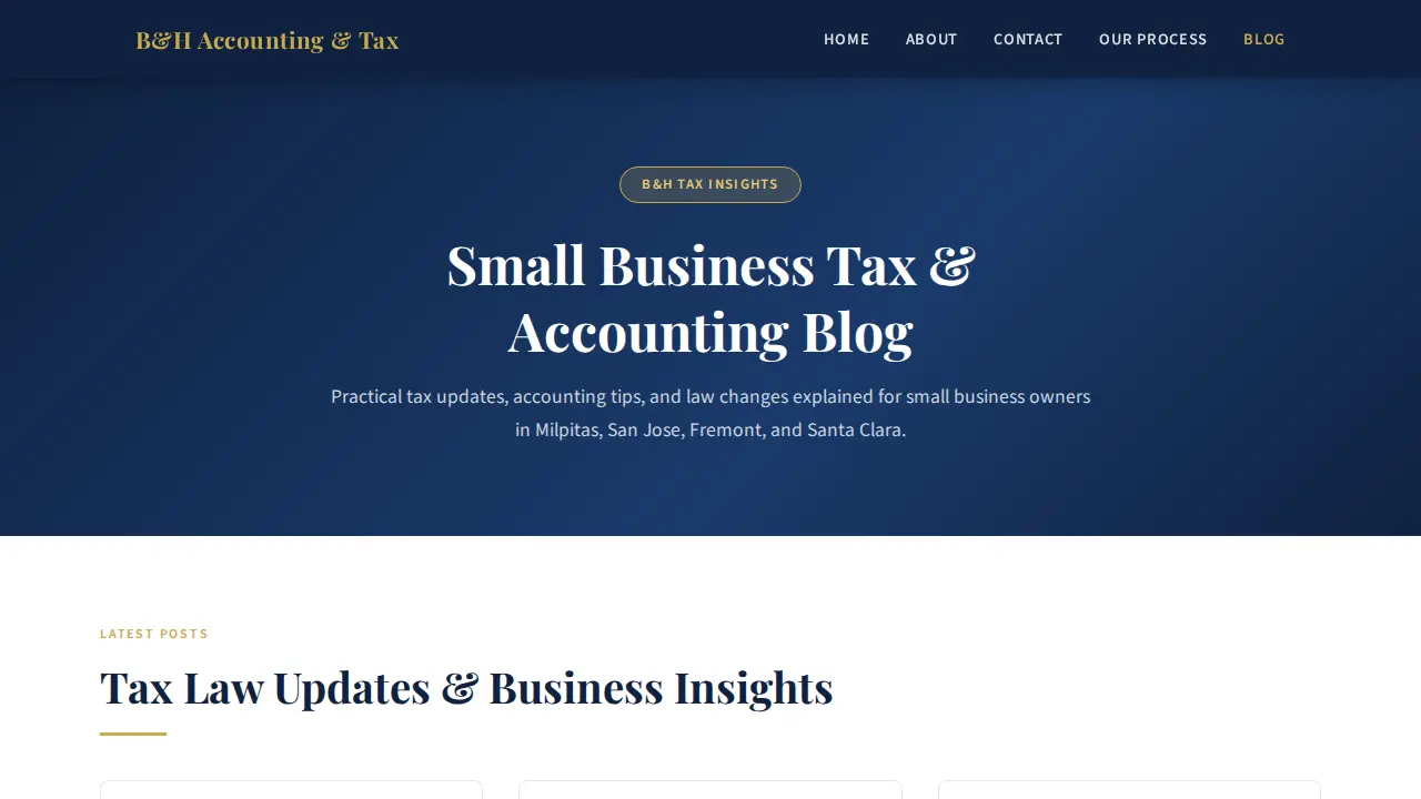 B&H Tax and Accounting services page